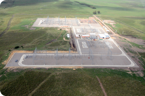 Aerial view of the Melo frequency converter station (Uruguay)