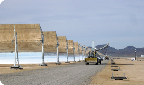 Moving mirrors at a solar power plant